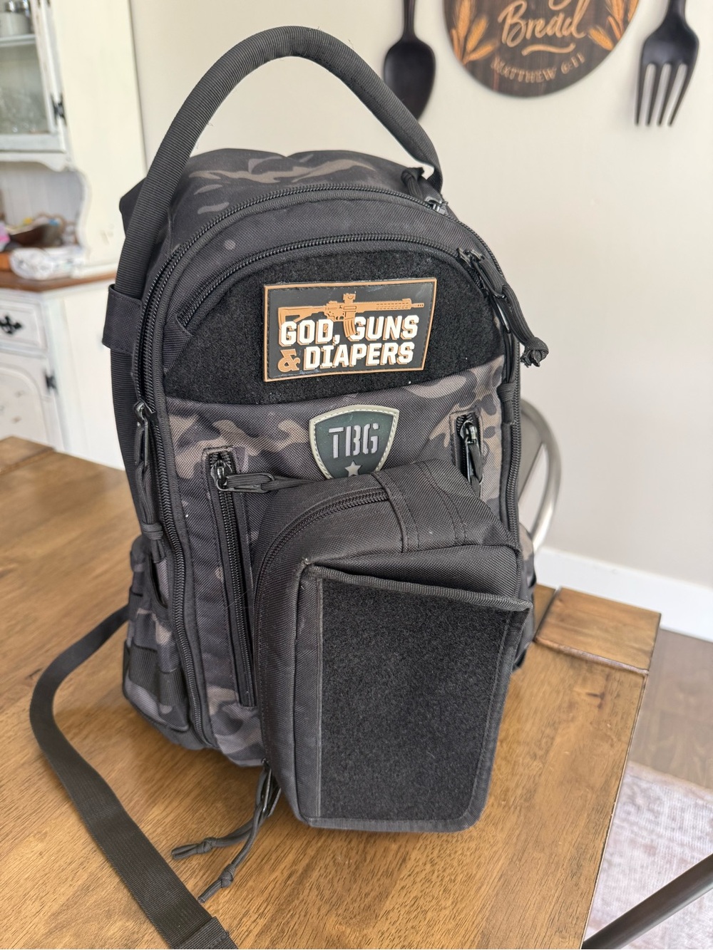 Tactical Baby Gear Backpack with Patch Panel - Black Camo